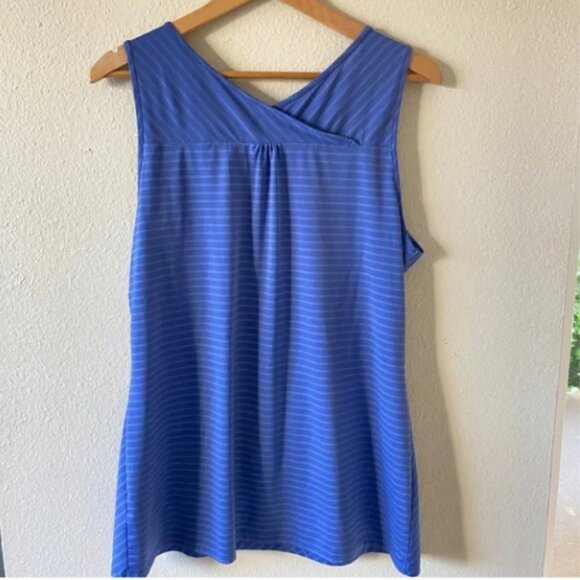 REI • Blue Stripe V Tank Top - Large - Picture 2 of 3
